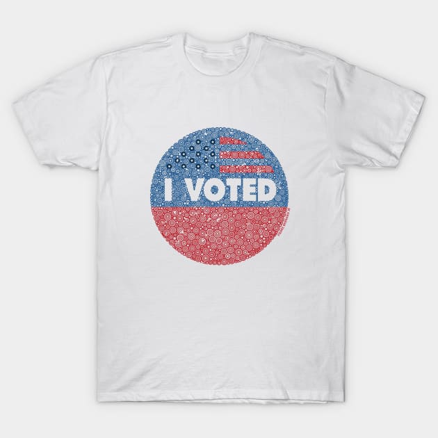 “I VOTED” Statement Distressed Circle Design T-Shirt by pbdotman